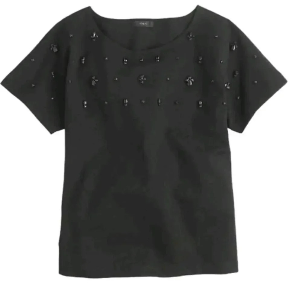 J.Crew Jeweled Dolman Top – Black – Size XS